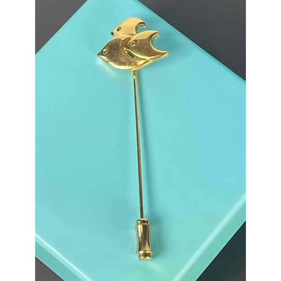 Trifari Jewelry - Vintage Trifari School of Fish Stick Pin/Hatpin-Gold Tone